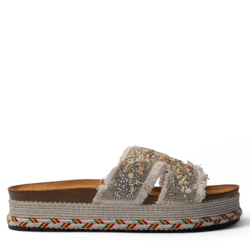 Europeon Union Women Silver Glitter Slipper #4094