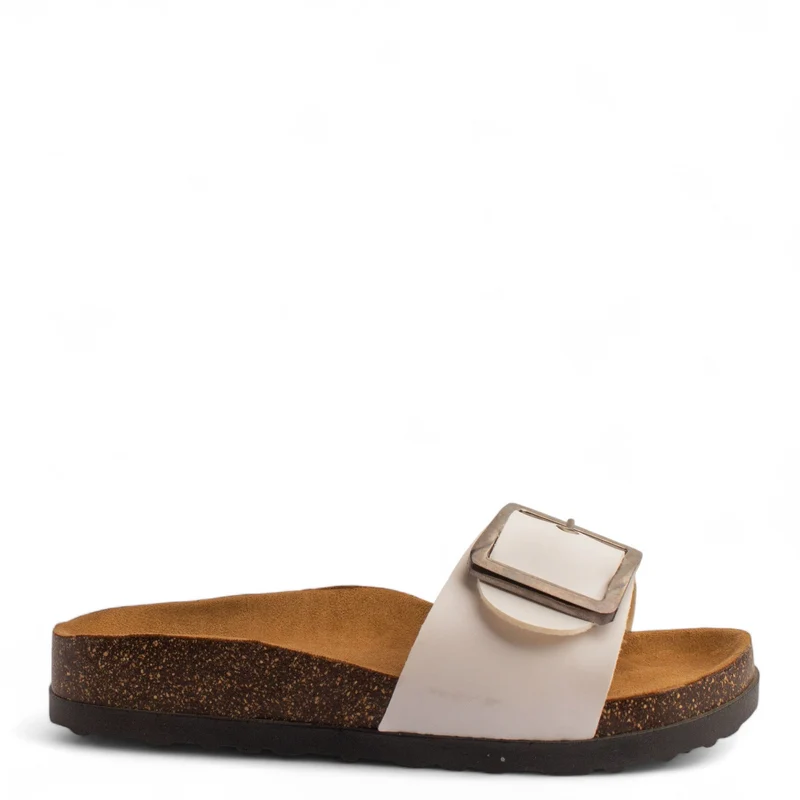 Women white Leather Slipper #3767