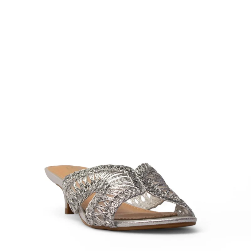 Europeon Union Women Silver Leather Heels #4078