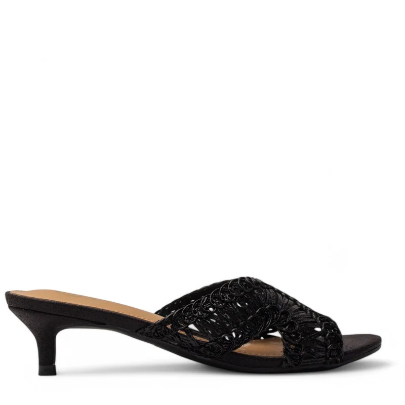Europeon Union Women Black Leather Heels #4077