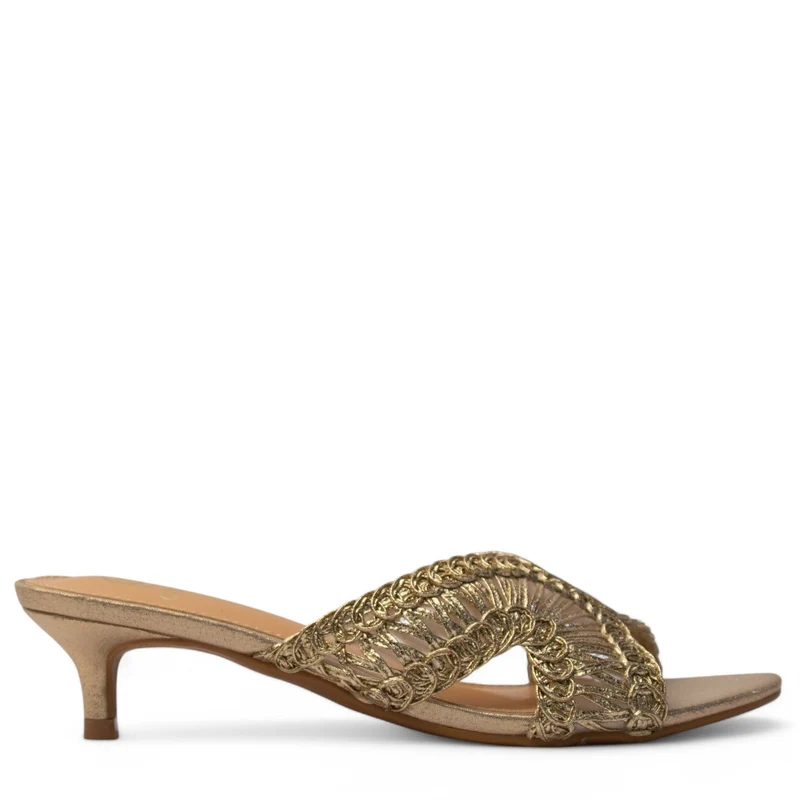 Europeon Union Women Gold Leather Heels #4076