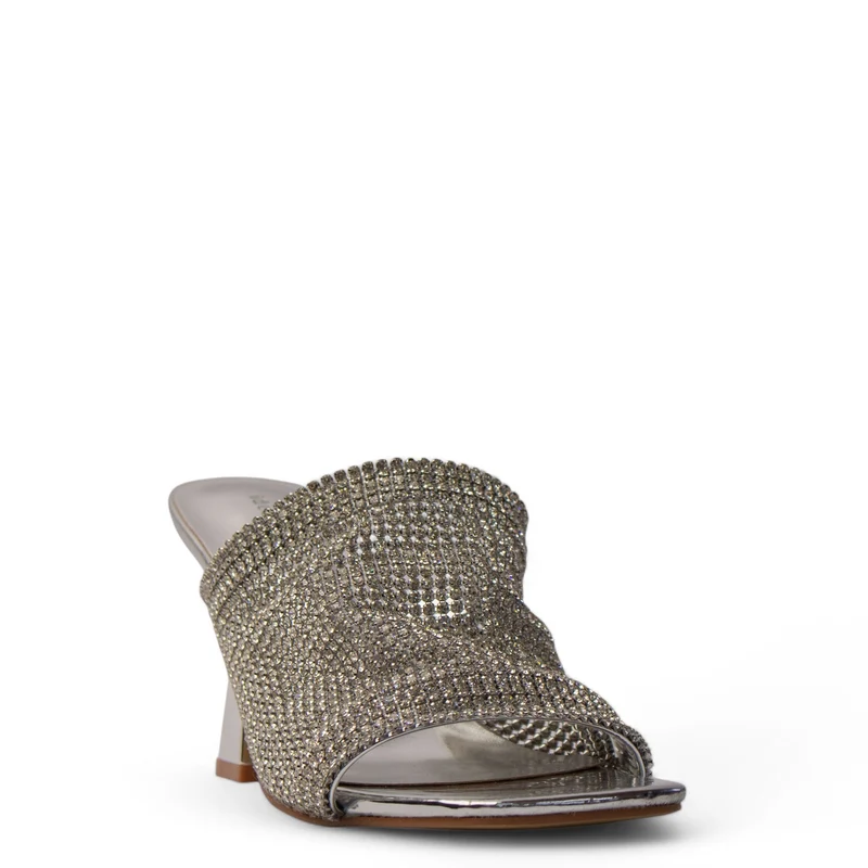 Europeon Union Women Silver Glitter Heels #3943