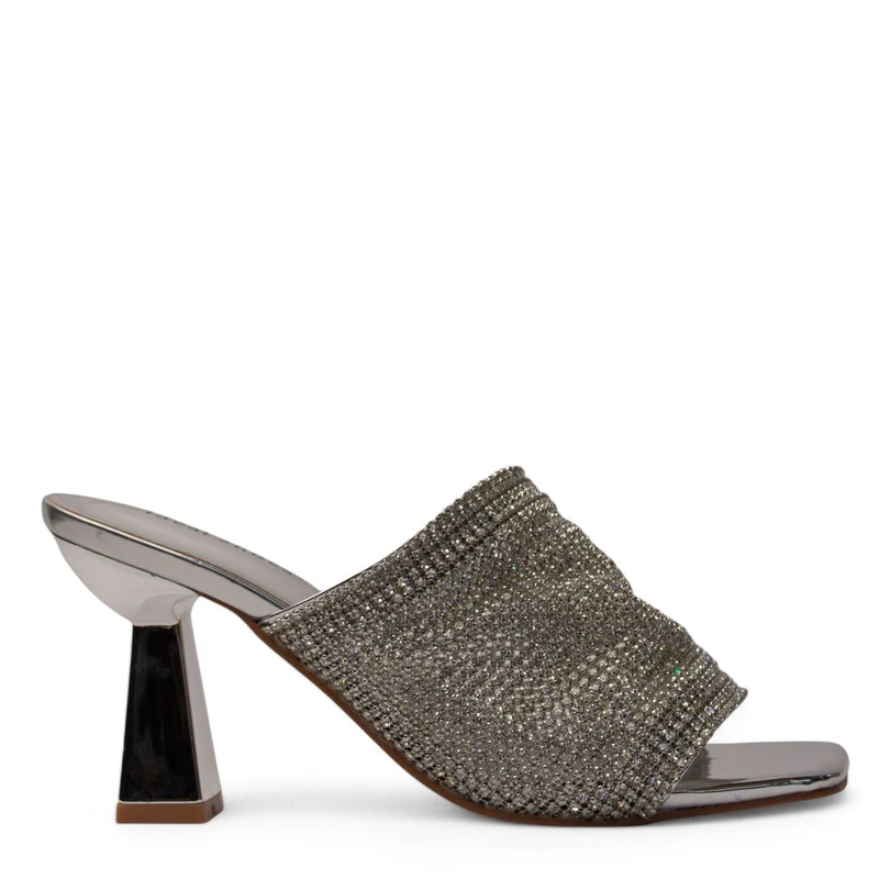 Europeon Union Women Silver Glitter Heels #3943