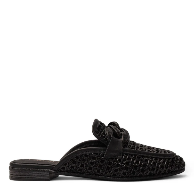 Spanish Women Black Leather Mules #4278