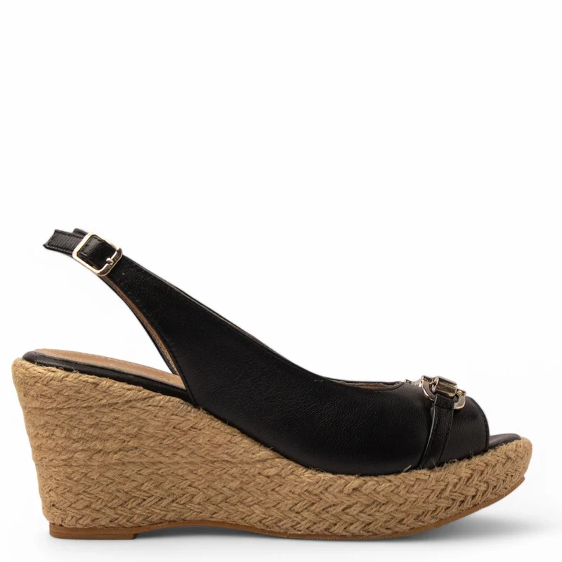 Women Black Leather Sandal #3811