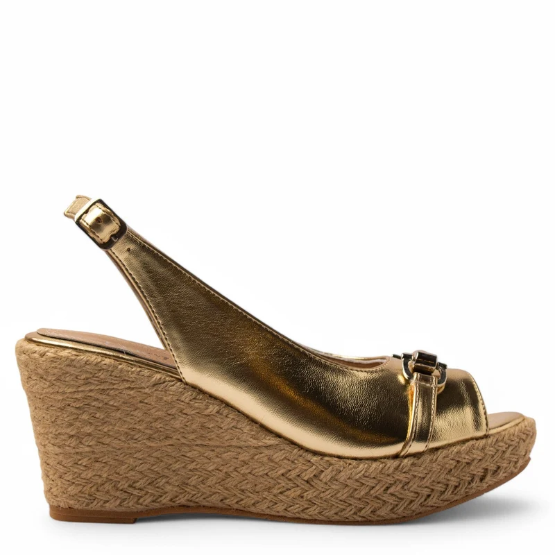 Women Gold Leather Sandal #3810