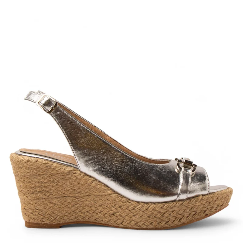 Women Silver Leather Sandal #3809
