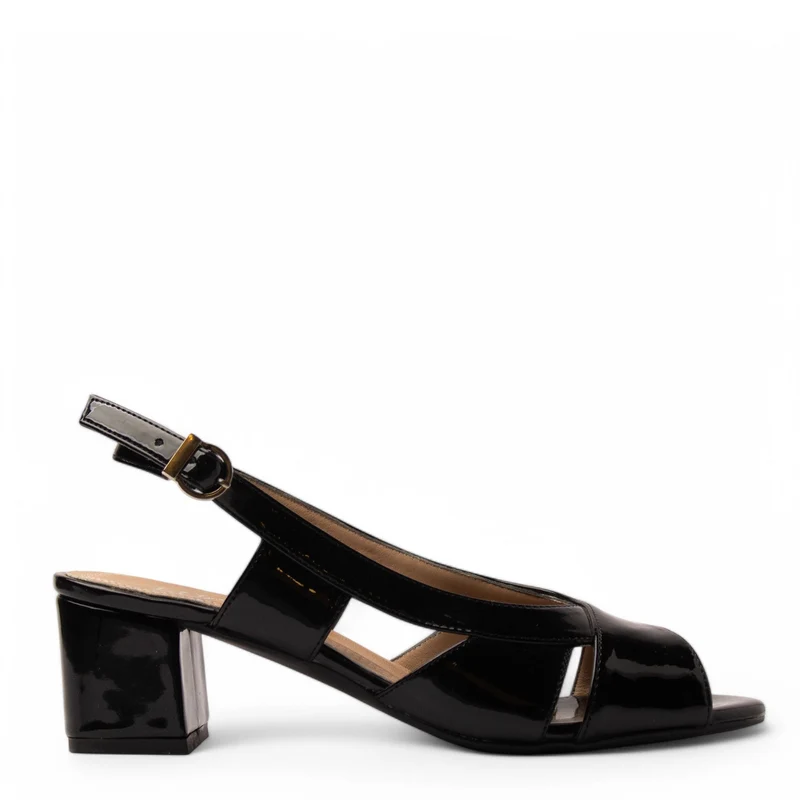 Women Black Vernis Leather Sandal #3801