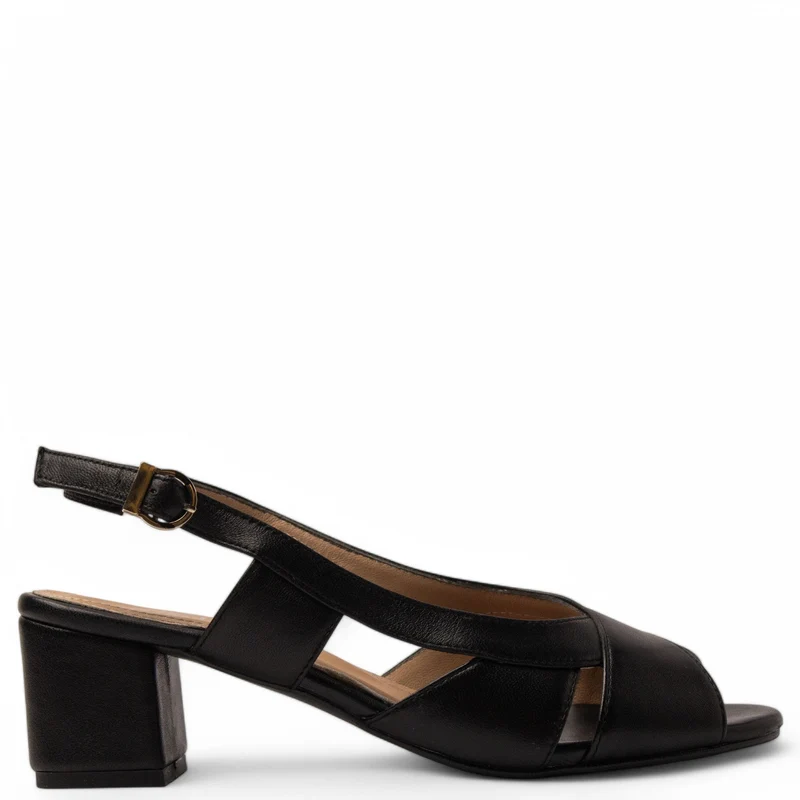 Women Black Leather Sandal #3799