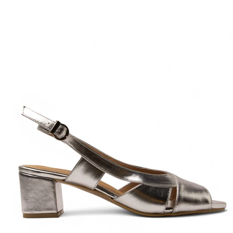 Women Silver Leather Sandal #3797