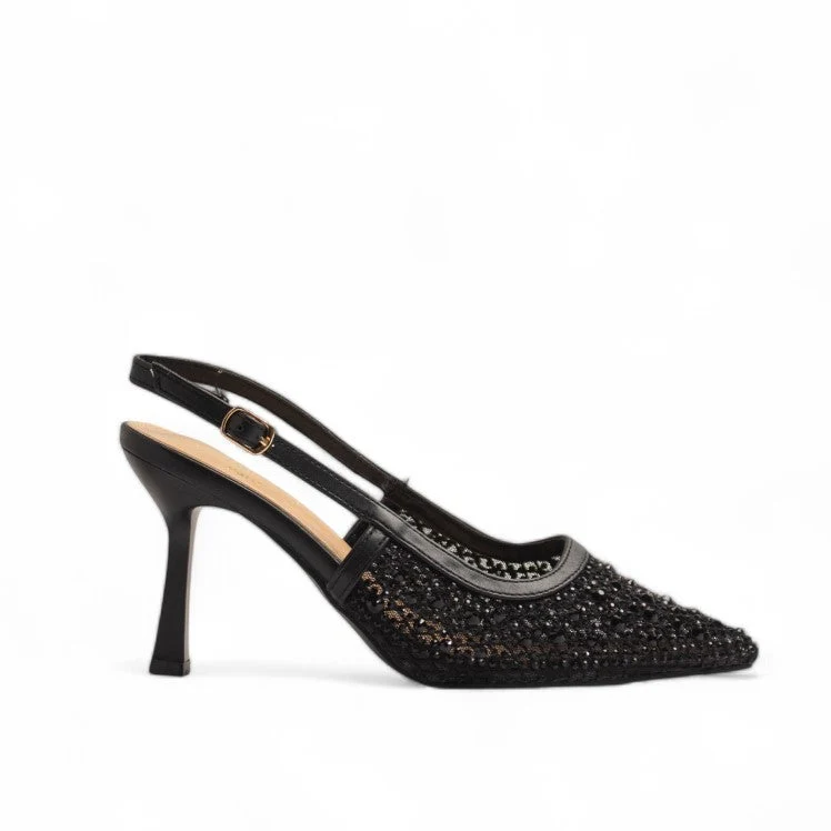 Europeon Union Women Black Glitter Soiree #3316