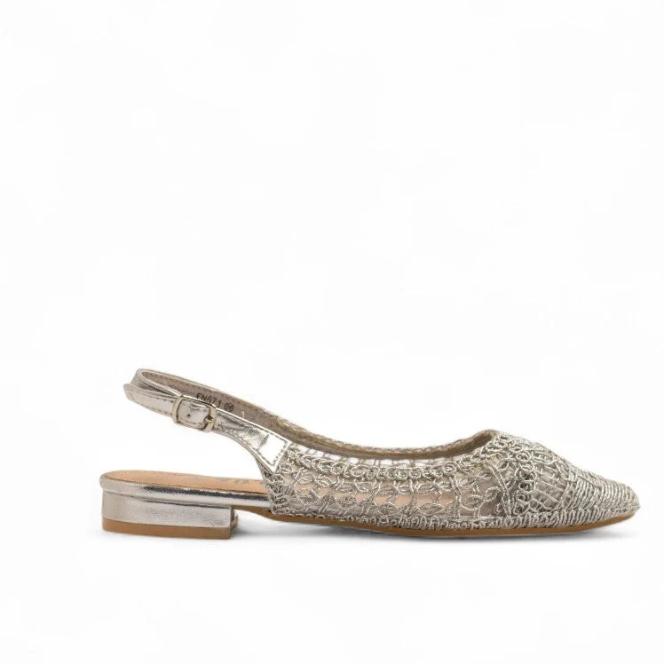 Europeon Union Women Silver Cloth Mules #3559