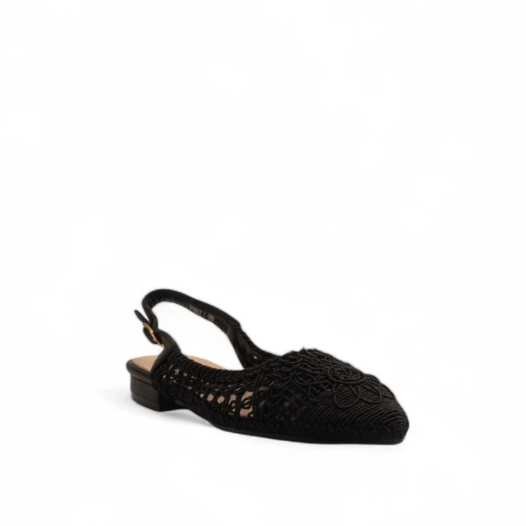 Europeon Union Women Black Cloth Mules #3560