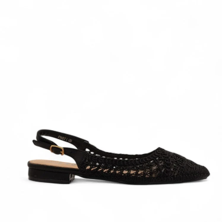 Europeon Union Women Black Cloth Mules #3560