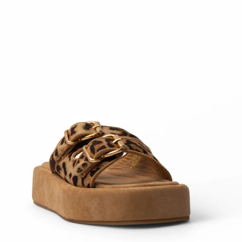 Europeon Union Women Leopard Chamois Slipper #4053