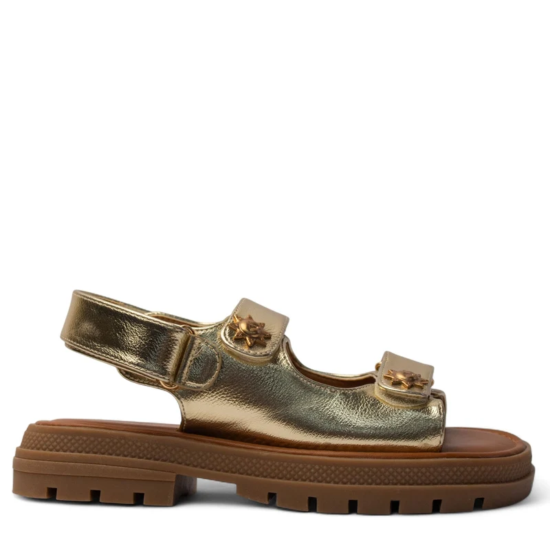 Europeon Union Women Gold Leather Sandal #4036