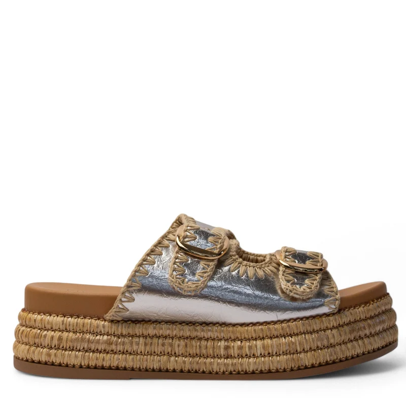 Europeon Union Women Silver Leather Slipper #4029