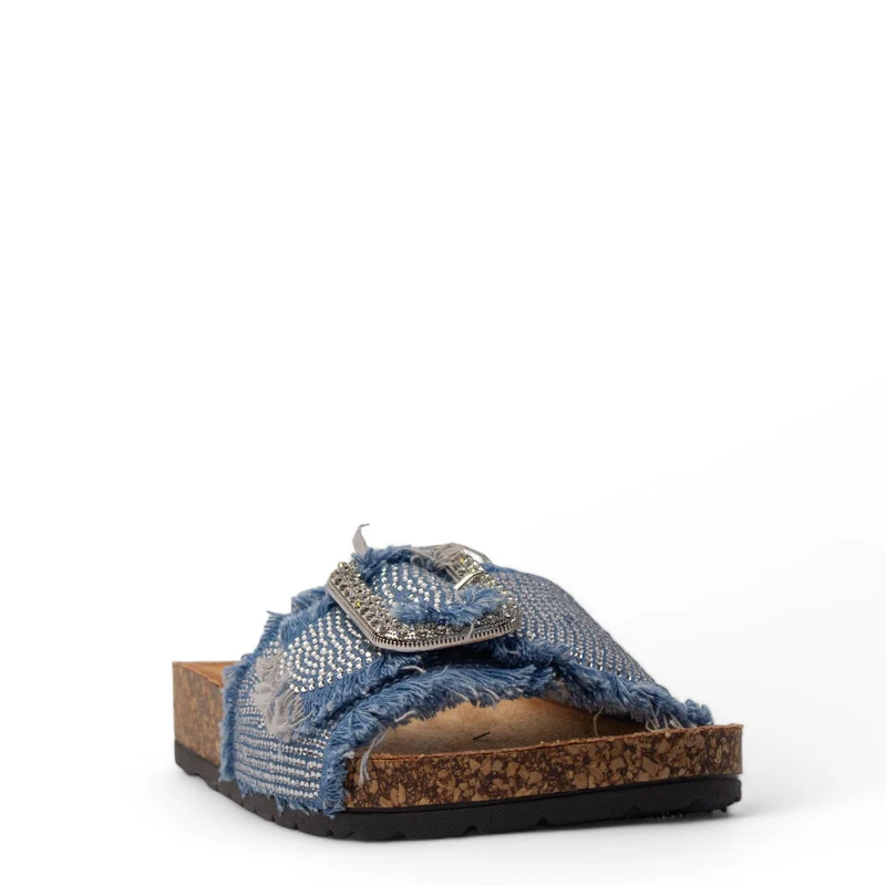 Europeon Union Women Blue Cloth Slipper #3982