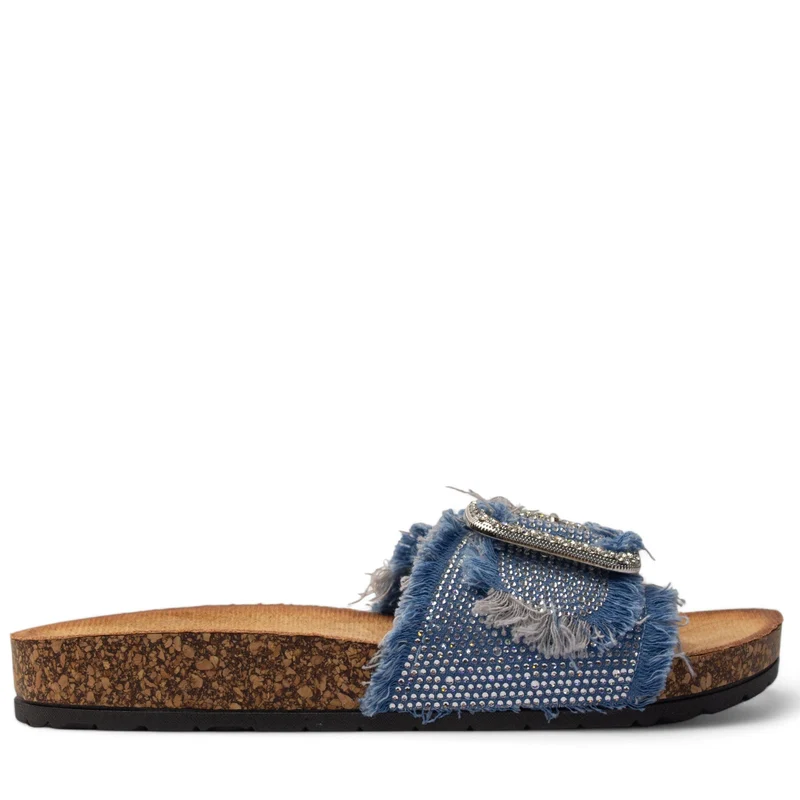 Europeon Union Women Blue Cloth Slipper #3982