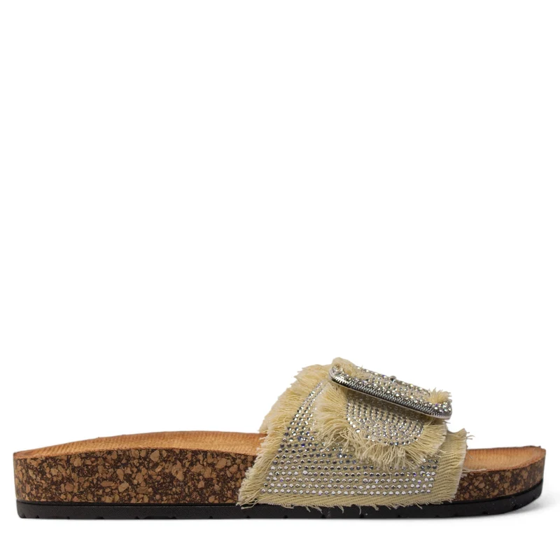 Europeon Union Women Beige Cloth Slipper #3980