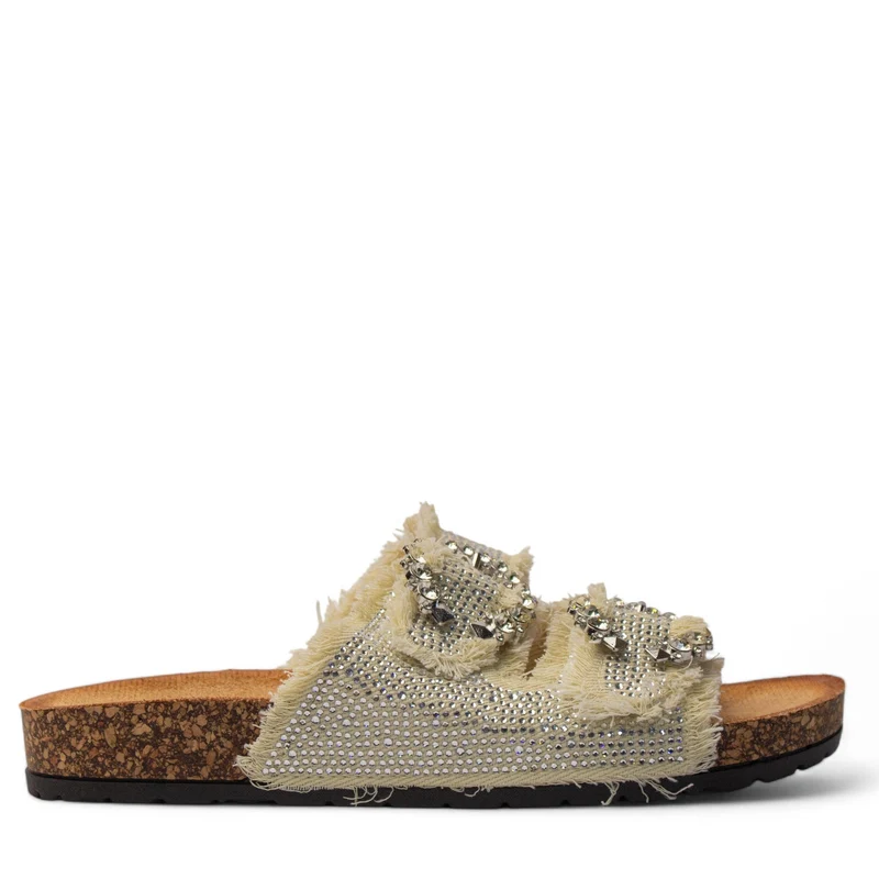 Europeon Union Women Beige Cloth Slipper #3976