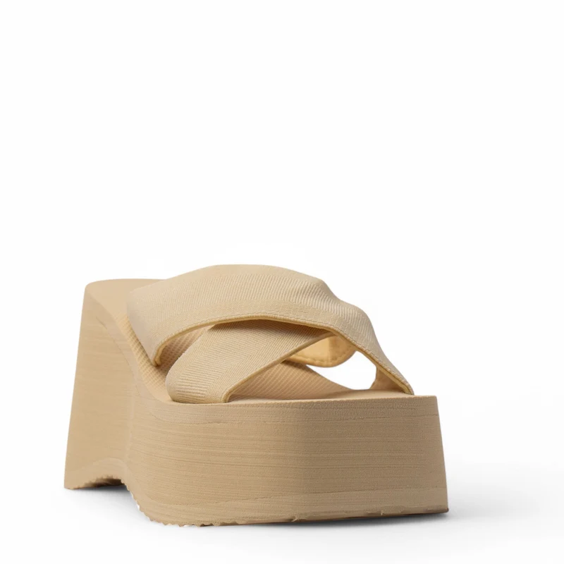 Europeon Union Women Beige Cloth Slipper #3904