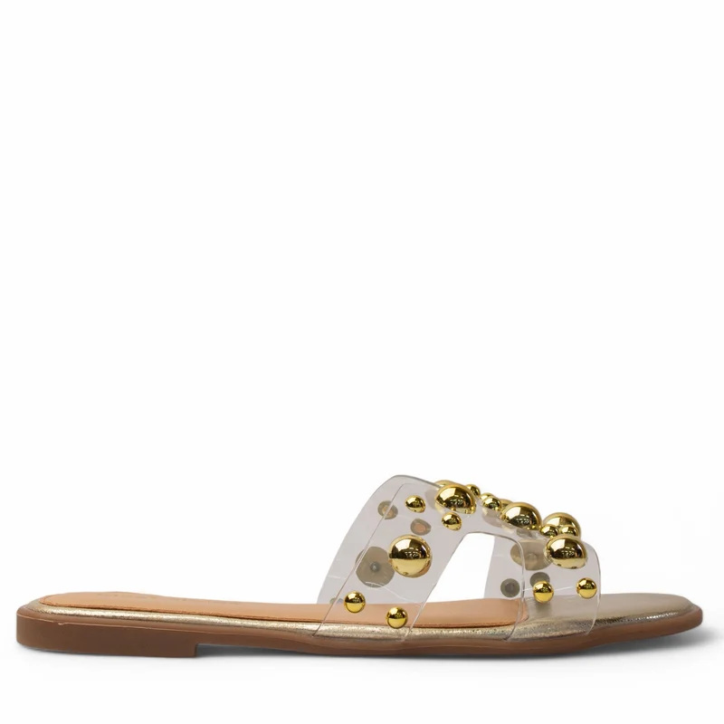 Europeon Union Women Gold Plastic Slipper #3865