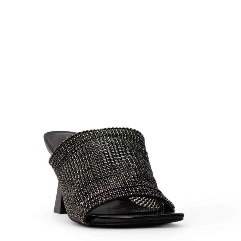 Europeon Union Women Black Glitter Heels #3942