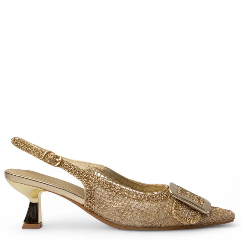 Europeon Union Women Gold Magdool Heels #3880