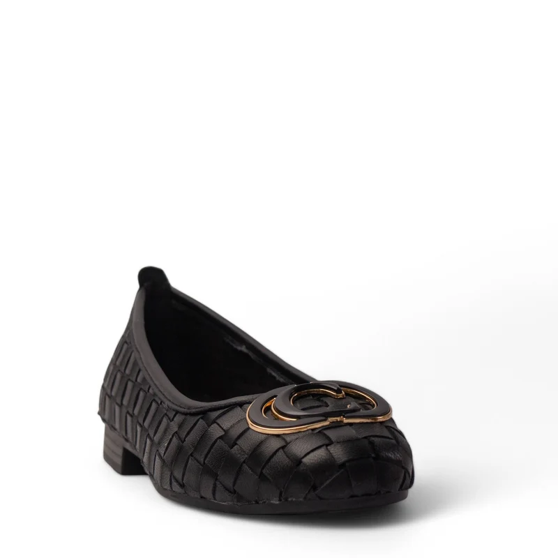 Spanish Women Black Leather Ballerina #4270
