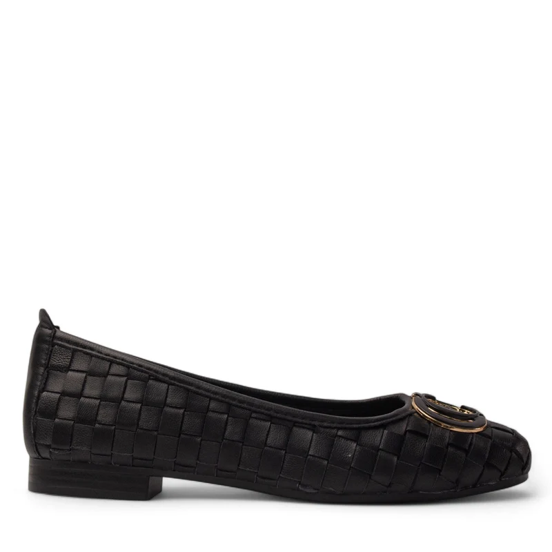 Spanish Women Black Leather Ballerina #4270