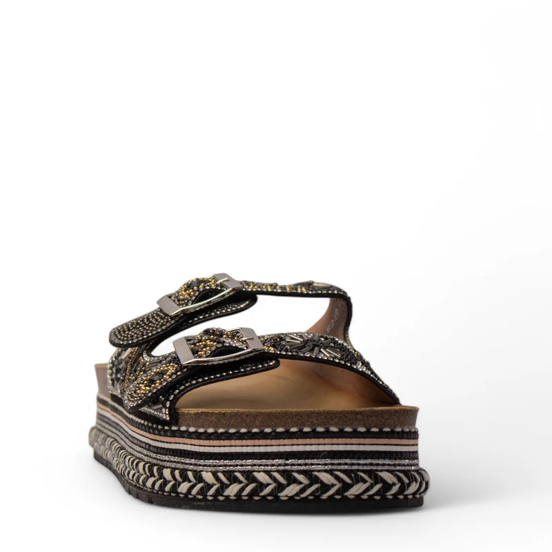 Europeon Union Women Black Glitter Slipper #4245