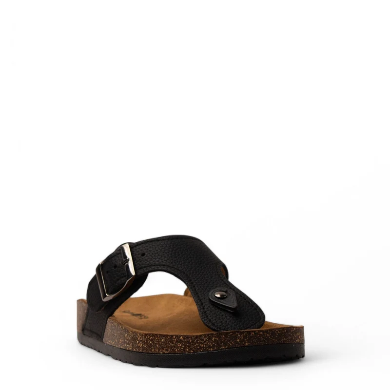 Women Black Leather Slipper #3792