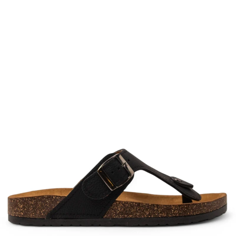 Women Black Leather Slipper #3792