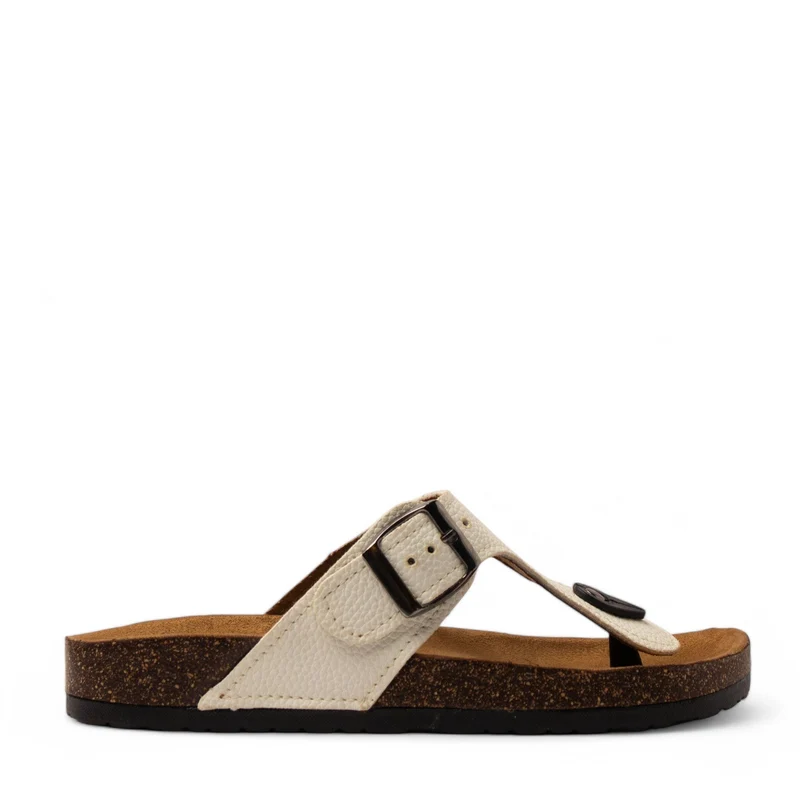 Women White Leather Slipper #3791