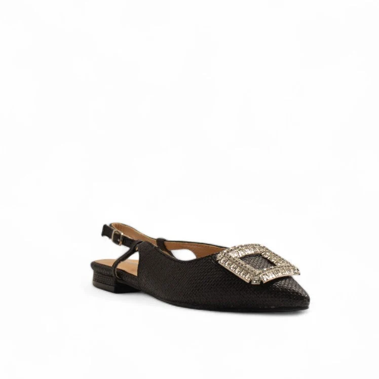 Europeon Union Women Black Leather Mules #3564