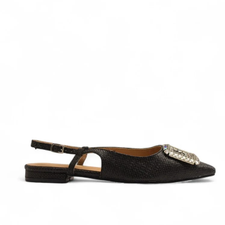 Europeon Union Women Black Leather Mules #3564