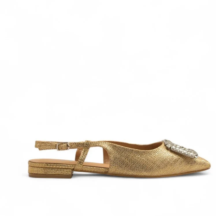 Europeon Union Women Gold Leather Mules #3565