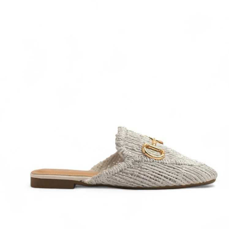 Europeon Union Women Silver Wicker Mules #3567
