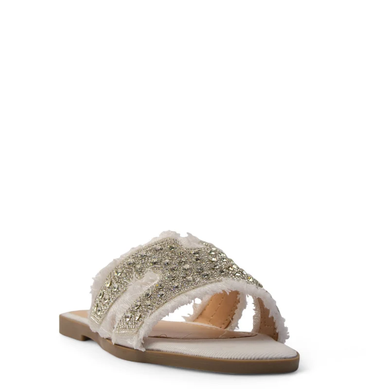 Europeon Union Women White Cloth Slipper #3975