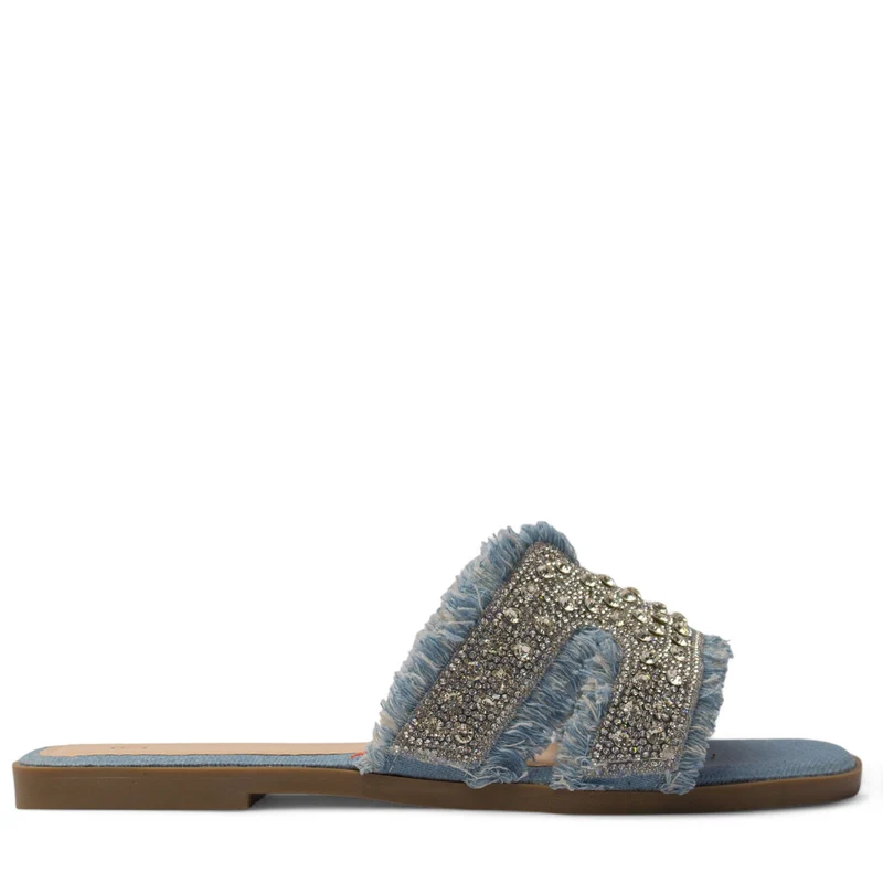 Europeon Union Women Light Blue Cloth Slipper #3973