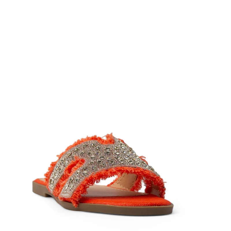 Europeon Union Women Orange Cloth Slipper #3972
