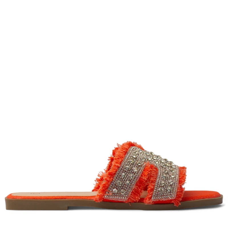Europeon Union Women Orange Cloth Slipper #3972