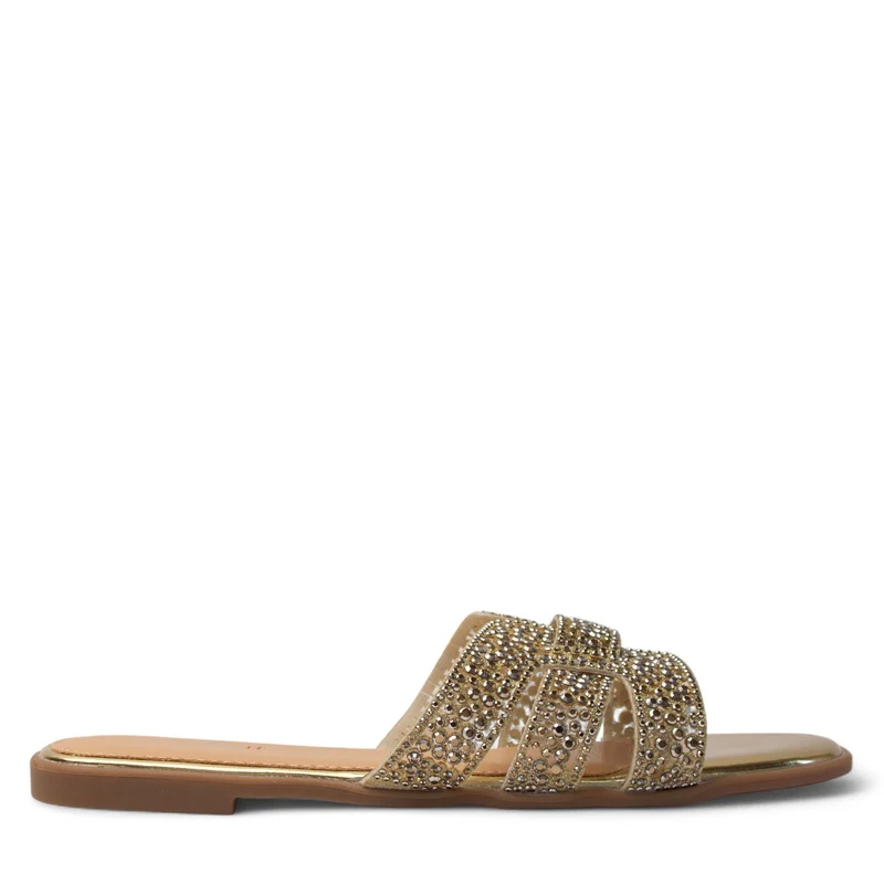 Europeon Union Women Gold Glitter Slipper #3863