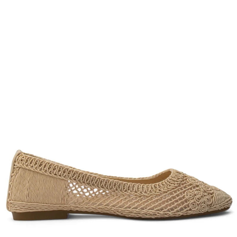 Europeon Union Women Beige Cloth Ballerina #3849