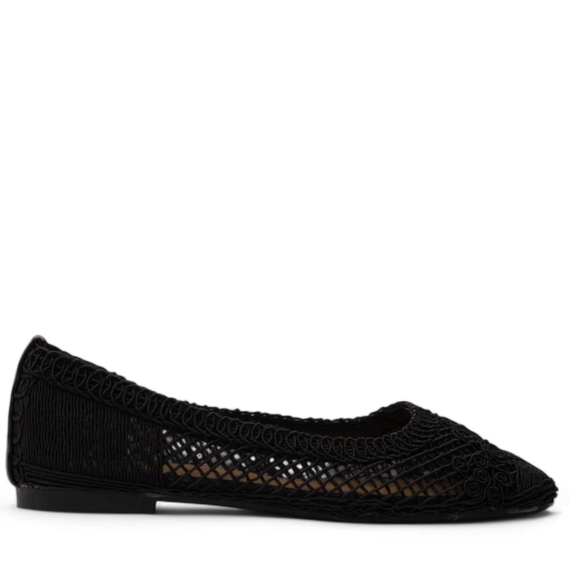 Europeon Union Women Black Cloth Ballerina #3848