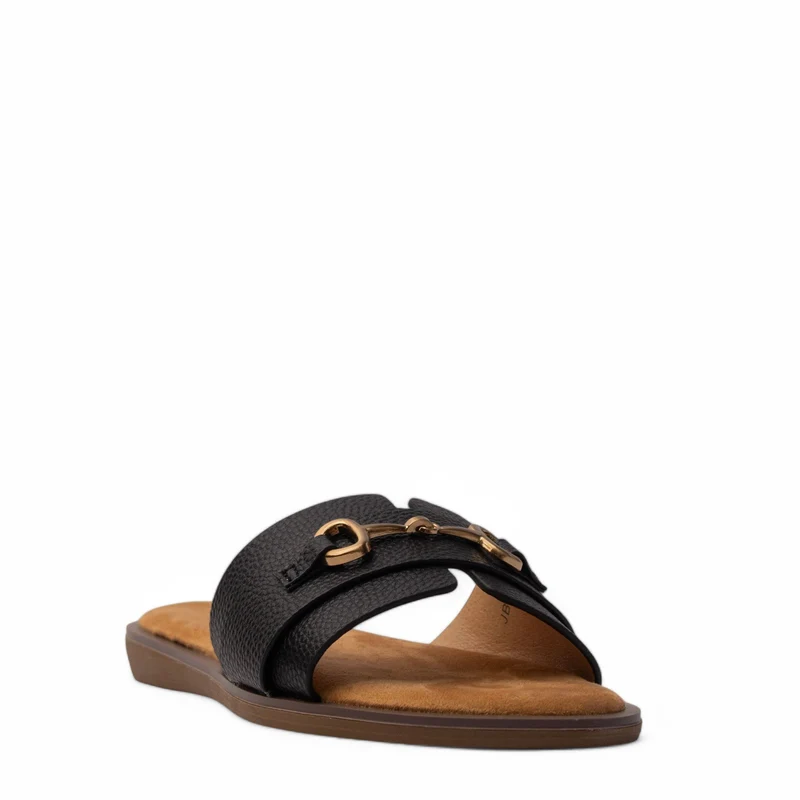 Europeon Union Women Black Leather Slipper #4007