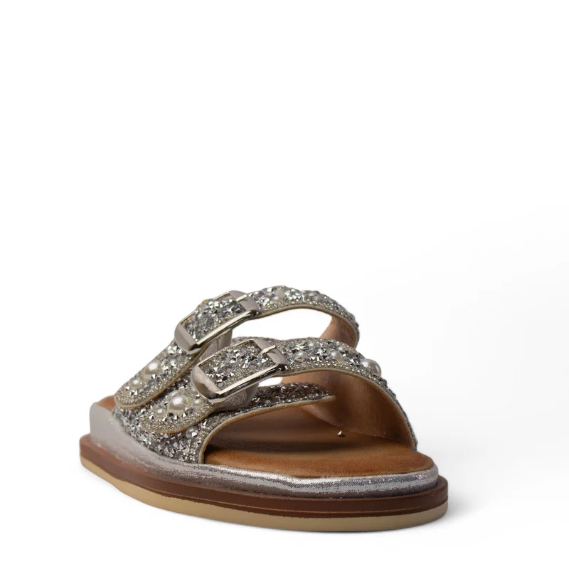 Europeon Union Women Silver Glitter Slipper #4237