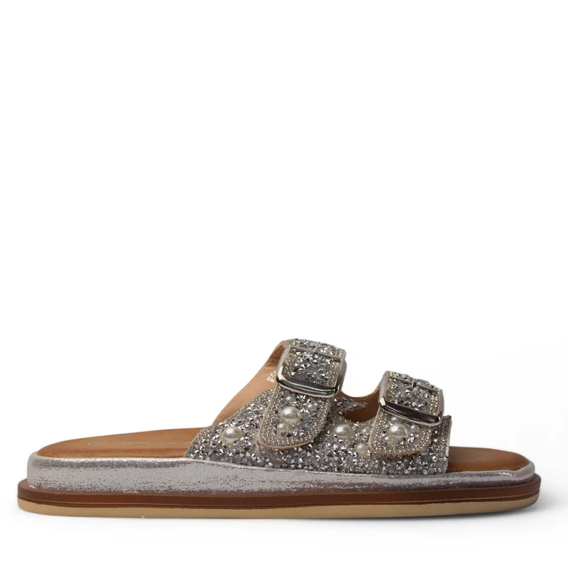 Europeon Union Women Silver Glitter Slipper #4237