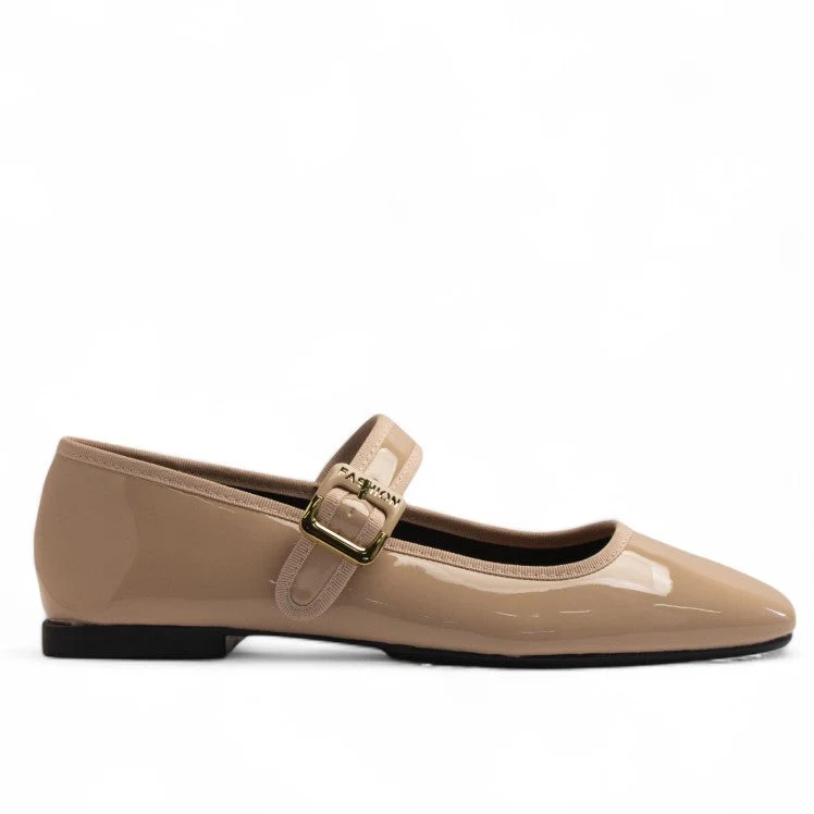 Europeon Union Women Beige Vernis Leather Ballerina #3361